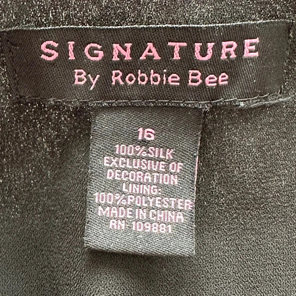 Signature by Robbie Bee Silk Maxi Dress Evening Wear Gown Sheer, Size 16 - Picture 11 of 16